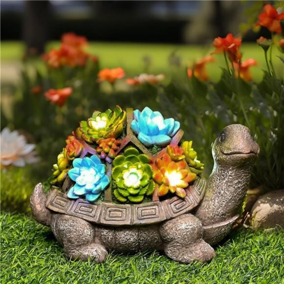 Solar Garden Statues Turtle Figurine Lights for Outside,Yard Decorations Outdoor - Picture 1 of 7